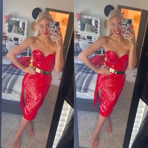 NWOT H:ours Revolve Red Gaga Cesca sequin dress S